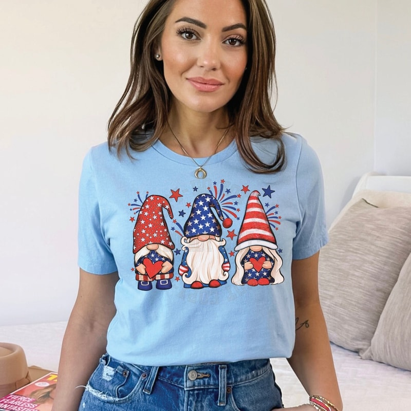 4th of July Patriotic Gnomes Shirt for Women, Custom Shirts for Women, Personalized Shirts for Women, Gift for Mom, #5196.jpg