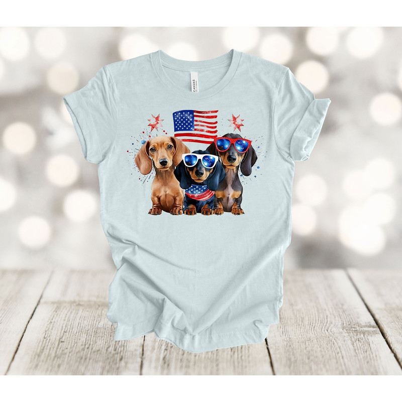 Independence Day Shirt, Patriotic Dachshund, Weiner Dogs, Red White And Blue, Premium Soft Unisex Shirt, Plus Sizes Available.jpg