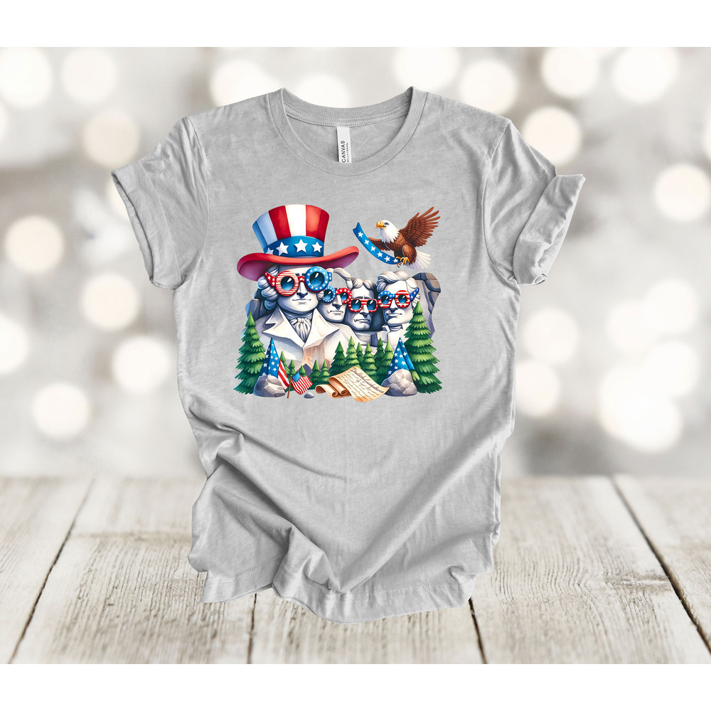 Independence Day Shirt, Patriotic Mount Rushmore, USA, Premium Soft Unisex Tee, Plus Sizes Available.jpg