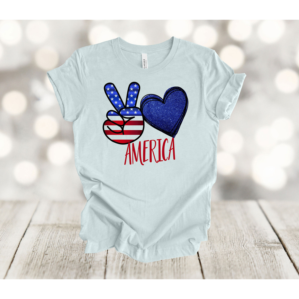 Independence Day Shirt, Peace Love America, Patriotic Shirt, USA, Premium Soft Unisex, Plus Size 2x, 3x, 4x Plus Sizes Available.jpg