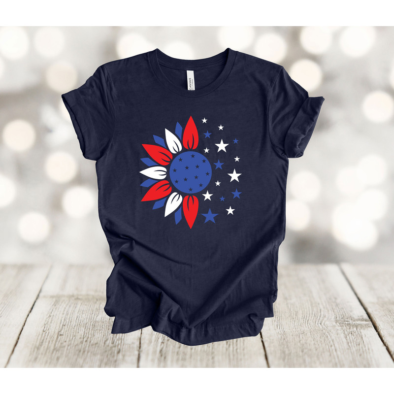 Independence Day Tee, Patriotic Sunflower, Red White And Blue, July 4th, Premium Soft Unisex Tee, Plus Sizes Available.jpg
