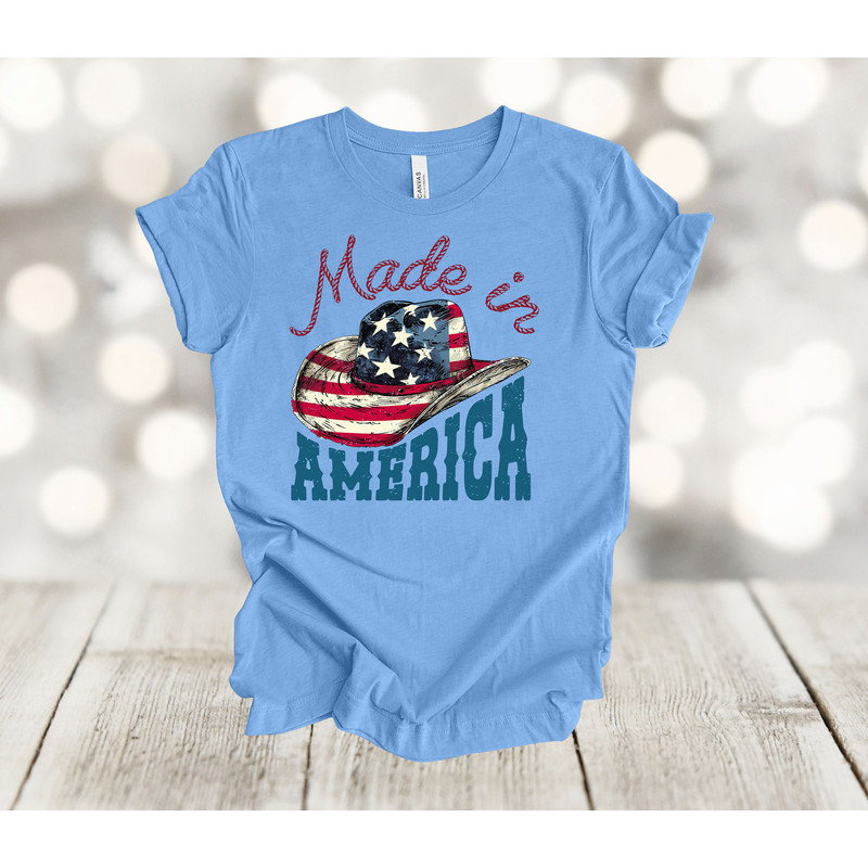 Independence Day, Made in America, Red White And Blue Cowboy Hat, Patriotic, Premium Soft Unisex Shirt, 2x, 3x, 4x, Plus Sizes Available.jpg