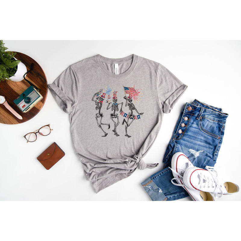 4th of July Dancing Skeleton Shirt, Fourth of July Shirt, Patriotic Shirt, Funny July Forth Shirt #.jpg
