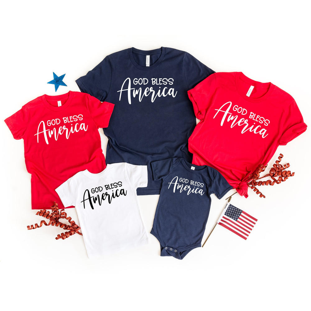 God Bless America Shirt, 4th of July Shirt, Independence Day Shirt, Memorial Shirt, Patriotic USA Gift, Gift for 4th of July Crew.jpg