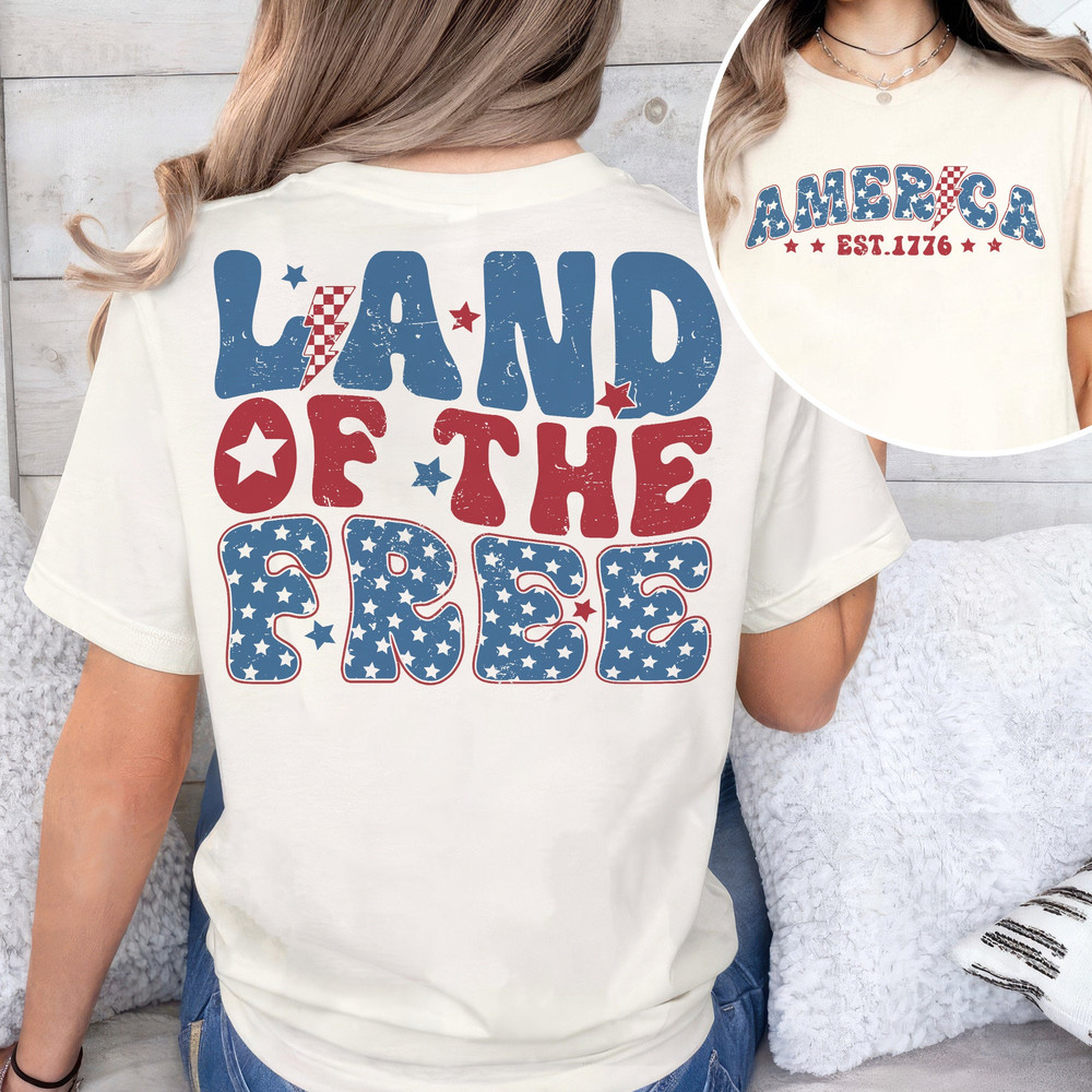 America 1776 Shirt, Retro 4th Of July Shirt, Fourth Of July Shirt, Land Of The Free, Red White Blue Shirt, Independence Day Tshirt, USA Flag.jpg