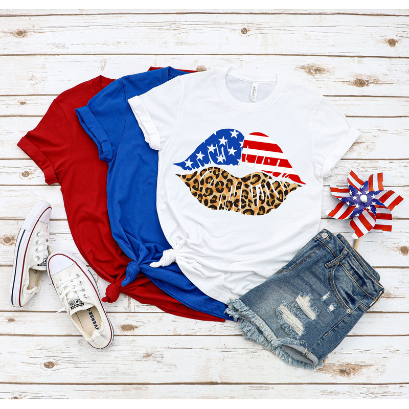 American Flag Lips Shirt, Leopard Print Shirt, Usa Flag Lips Shirt, Patriotic Shirt, 4th of July, American Flag Lips Shirt, USA.jpg