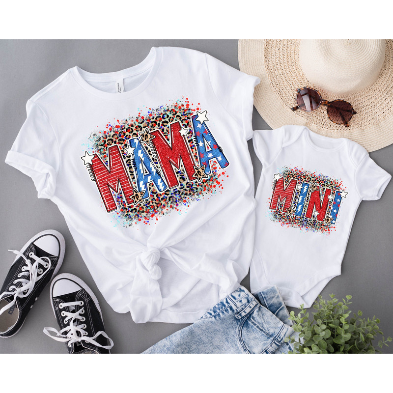 Leopard Mama And Mini 4th of July Shirt, Mama Mini Patriotic Shirt,Patriotic Tee,Independence Day Shirt.4th of July,American Flag Shirt,.jpg