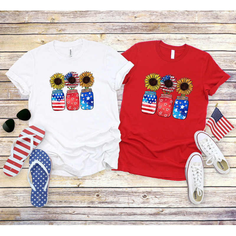 Patriotic Sunflowers ,Stars and Stripes Shirt, Retro American Flag, 4th of July Shirts, Kids Patriotic jar shirt,sunflower Fourth 4th july.jpg