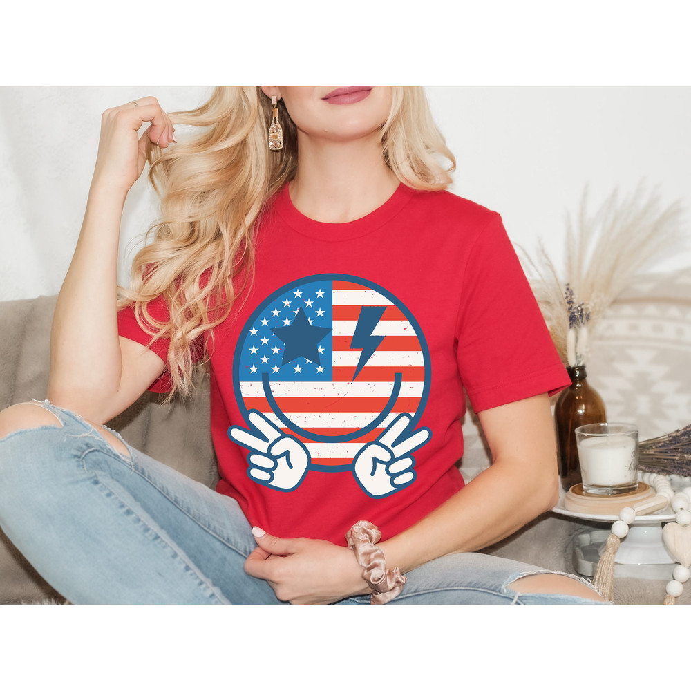 Retro Happy Face July 4 Shirt,American Flag smile face shirt,4th of July Shirt,American Flag Shirt, 4th of July face ,Independence Day shirt.jpg