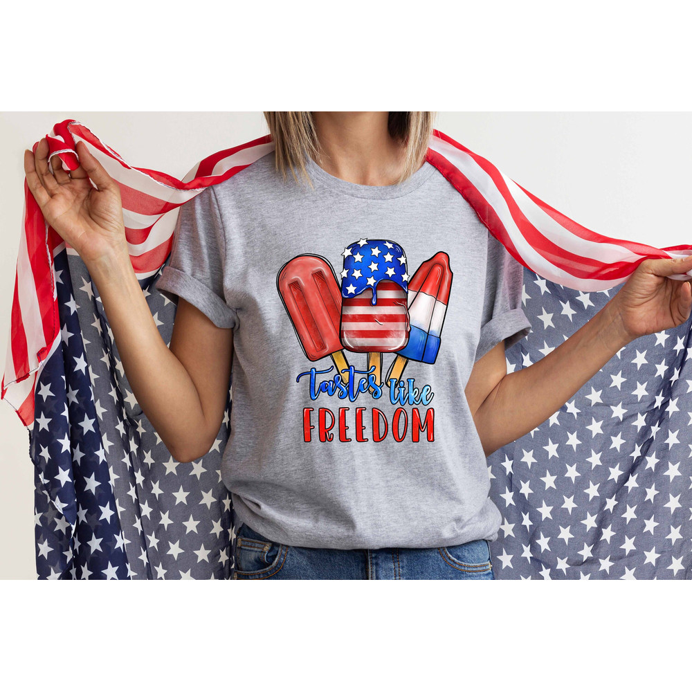 Tasted Like Freedom Shirt, Independence Day T-shirt, Ice Creams Taste Like Freedom T-Shirt, US Flag Tee, Retro Trendy Shirt, 4th July Shirt.jpg
