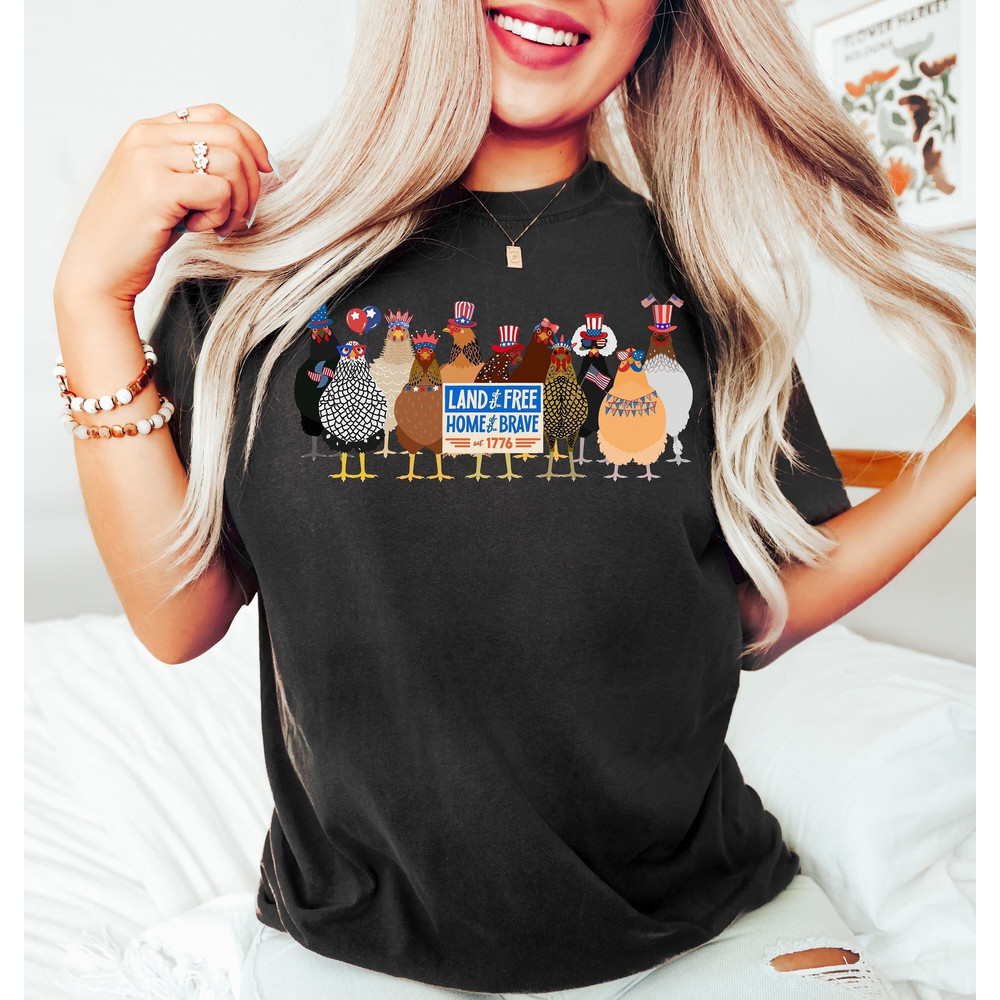Funny 4th of July Shirt, Chicken Shirt, Independence Day Gift, Chicken Graphic Tee, Patriotic Shirt, Freedom Shirt, Womens Fourth of July.jpg