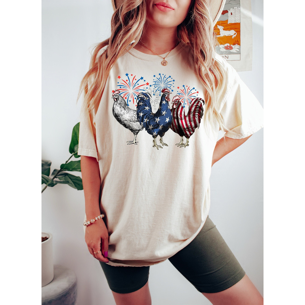 Funny 4th of July Shirt, Chicken Shirt, Independence Day Tee, USA Flag Shirt, Patriotic Shirt, Freedom Shirt, Womens Fourth of July, USA Tee.jpg