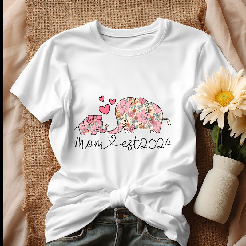 Groovy Mom Est 2024 Floral Elephant Shirt, Tshirt.jpg