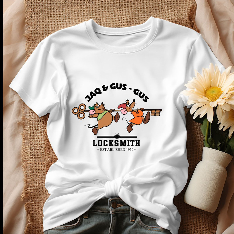 Jaq And Gus Gus Locksmith Cinderella Shirt, Tshirt.jpg