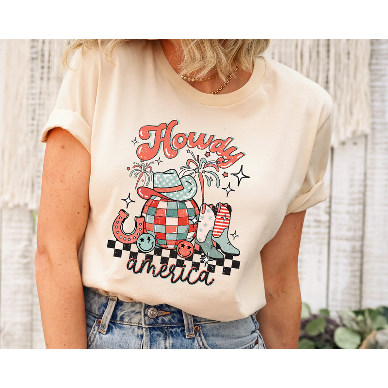 Howdy American Shirt, Western Shirt, Cute Shirt, Western Graphic, Red White & Blue Tee, 4th of July Shirt, Country Music Shirt, Country Tee.jpg