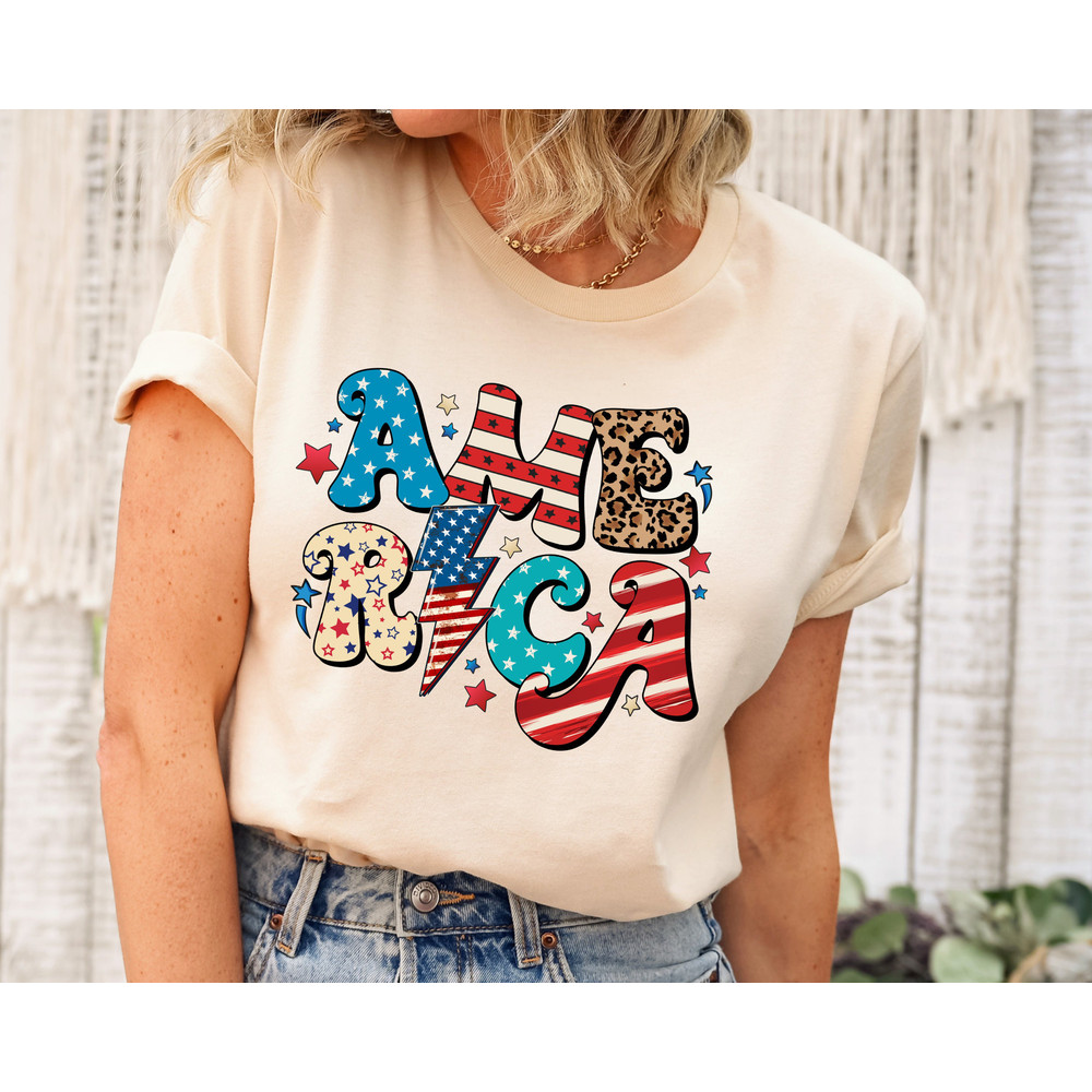 Red White and Blue, America Tee, Fourth of July Shirt T-Shirt, USA shirt, Summer BBQ T-shirt, Women's 4th of July, America 4th of July Shirt.jpg
