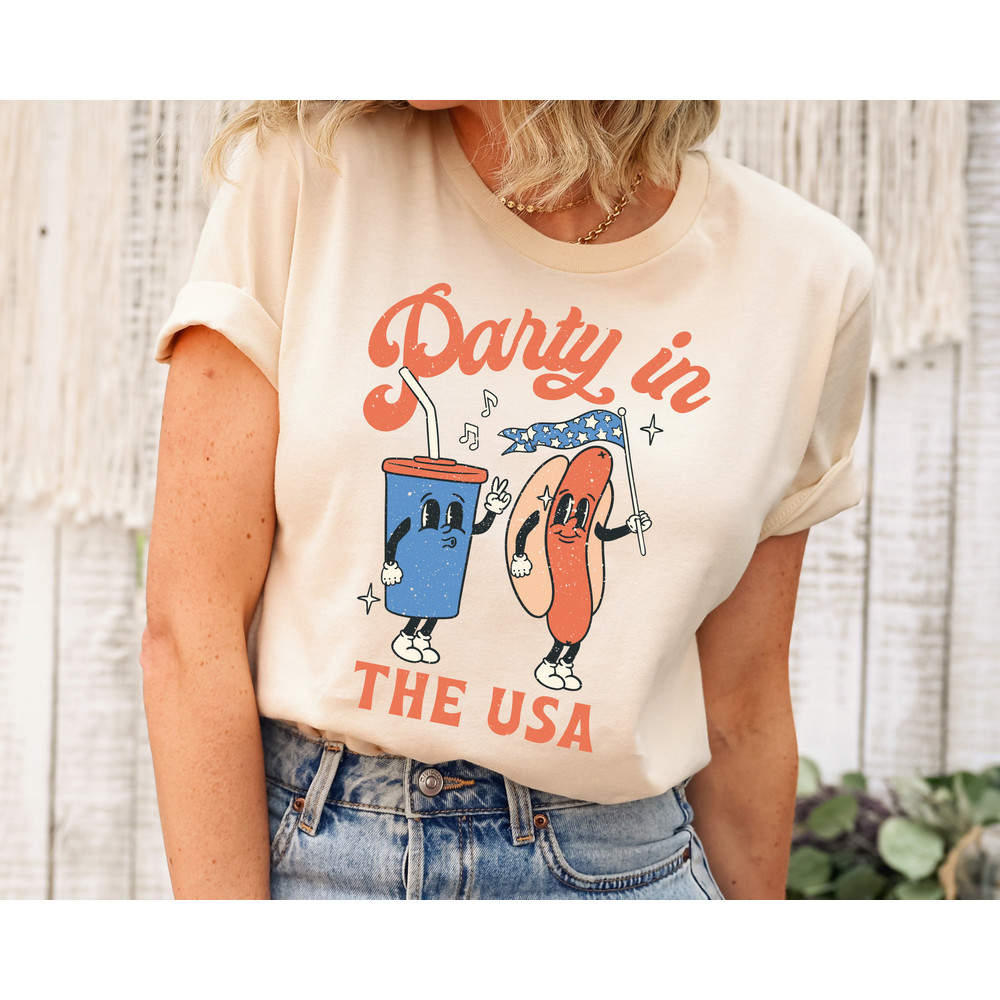 Retro Party in The USA Shirt, Party in The USA T-Shirt, USA Patriotic Tee, 4th of July Party T Shirt, Trendy Celebration Shirt.jpg