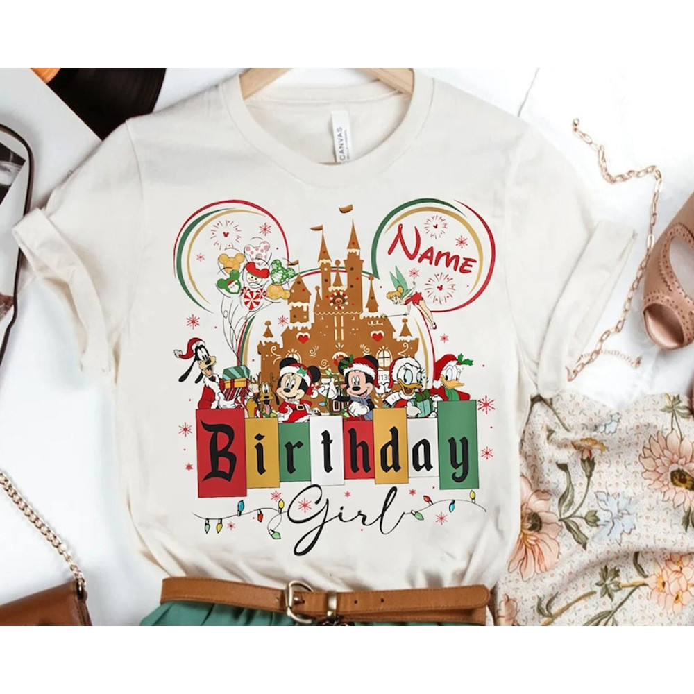 Custom Disney Christmas Birthday Sweatshirt Retro Mickey And Friends Christmas T-shirt Disney Birthday Girl Tee Di.jpg