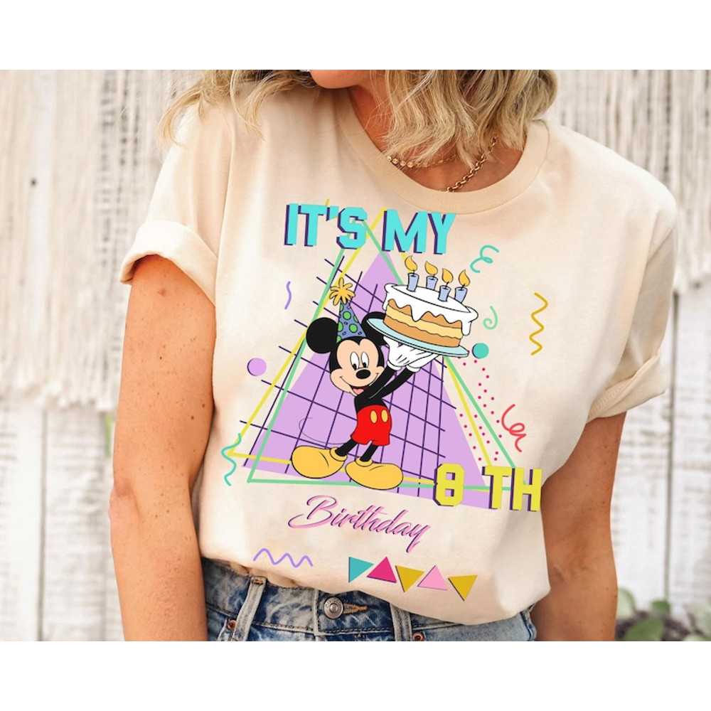 Custom Retro Disney Mickey Birthday Matching T-shirt Mickey And Friends Birthday Personalized Disney Birthday Tee .jpg