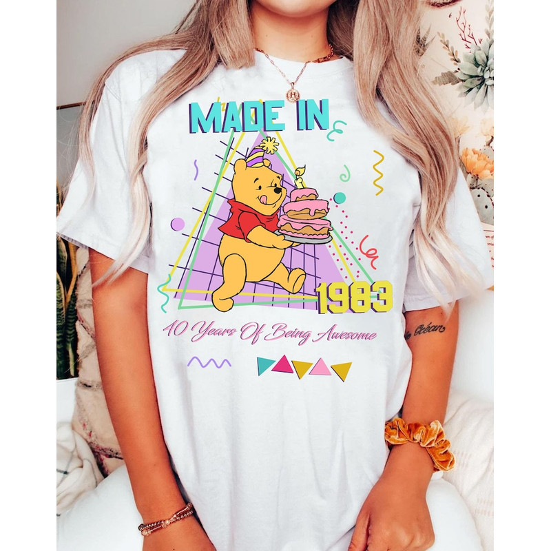 Custom Retro Disney Winnie The Pooh Birthday Matching T-shirt Cute Pooh Tigger Piglet Eeyore Personalized Disney Bir.jpg