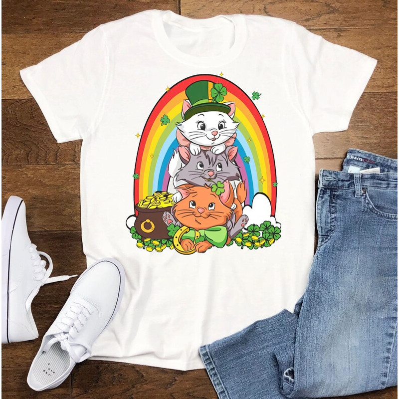 Disney Marie Berlioz Toulouse Shirt Rainbow Shamrock St Patrick'S Day Tshirt Funny The Aristocats Tee Disneyland I.jpg