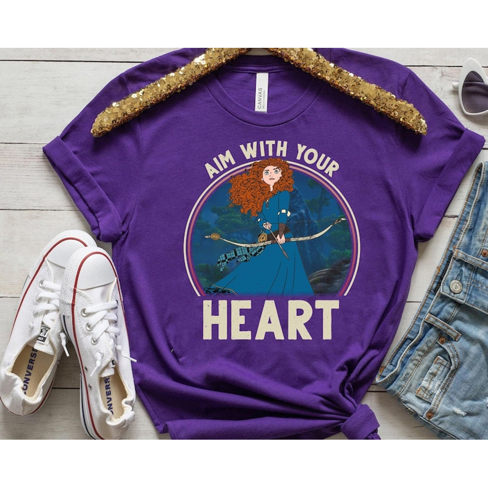 Funny Disney Brave Merida Shirt Vintage Aim With Your Heart T-Shirt Vintage Disney Mother'S Day Matching Tee Disne.jpg