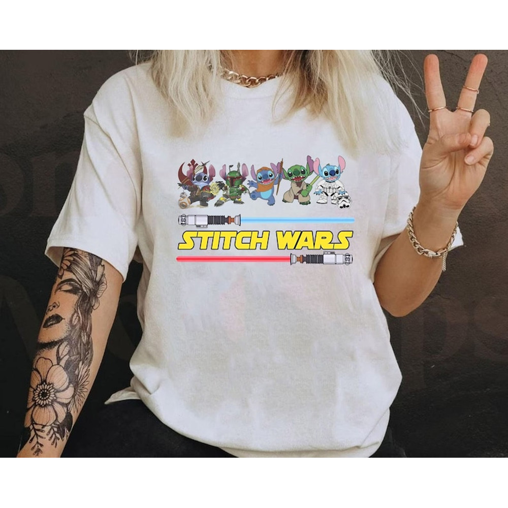 Funny Disney Star Wars Day Shirt Cute Stitch Custom Star Wars Characters T-Shirt May The 4Th Be With You Tee Galax.jpg