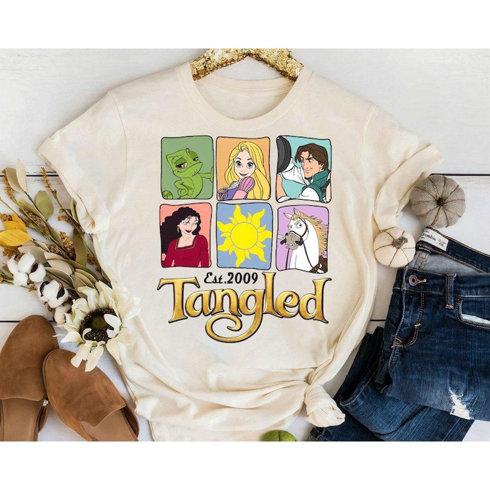 Funny Disney Tangled Characters Est 2009 Shirt Rapunzel Flynn Rider T-Shirt Disneyland Matching Tee WDW Family Tri.jpg