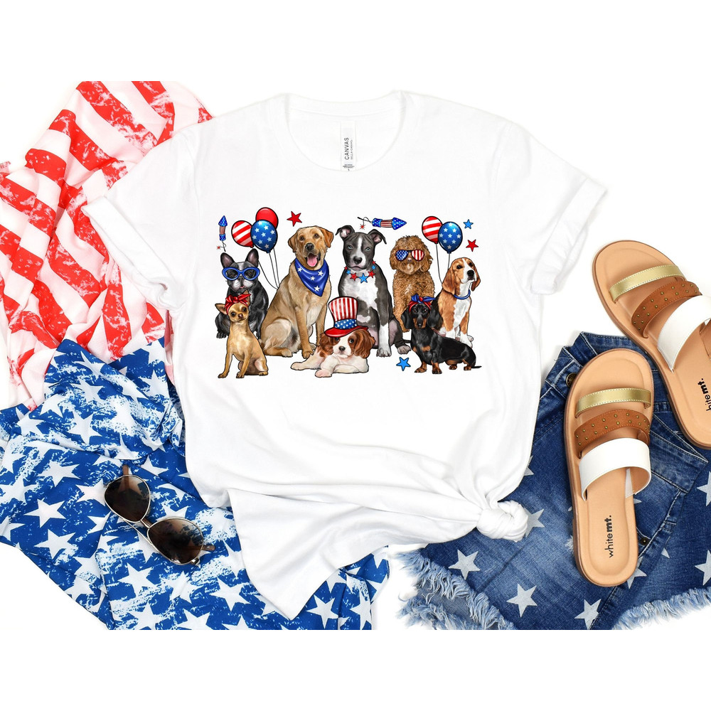 4th of July Dog Shirt, Dog Graphic Tee, July 4th Shirt, Independence Day Tee, Patriotic Shirt, American Dogs Shirt.jpg