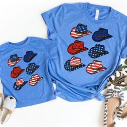 american cowgirl hats mommy and me shirts, mom daughter 4th of july tees, mommy and me 4th of july, matching mom and bab