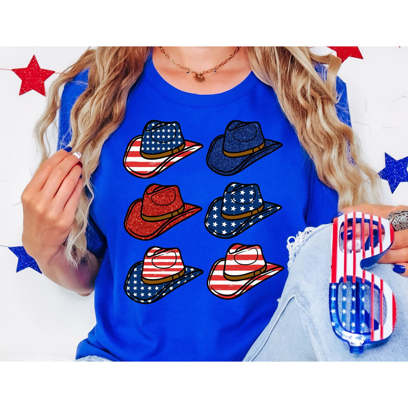 Cowgirl Hat 4th of July Shirt, USA Graphic Tee, Stars and Stripes, Independence Day Tee, Patriotic Shirt, American Flag Shirt.jpg