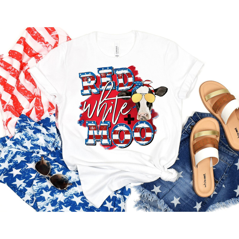 Red White and Moo Shirt, Fourth of July Shirts, Independence Day Shirt, Patriotic Shirt, 4th of July T-Shirt, America Shirts.jpg