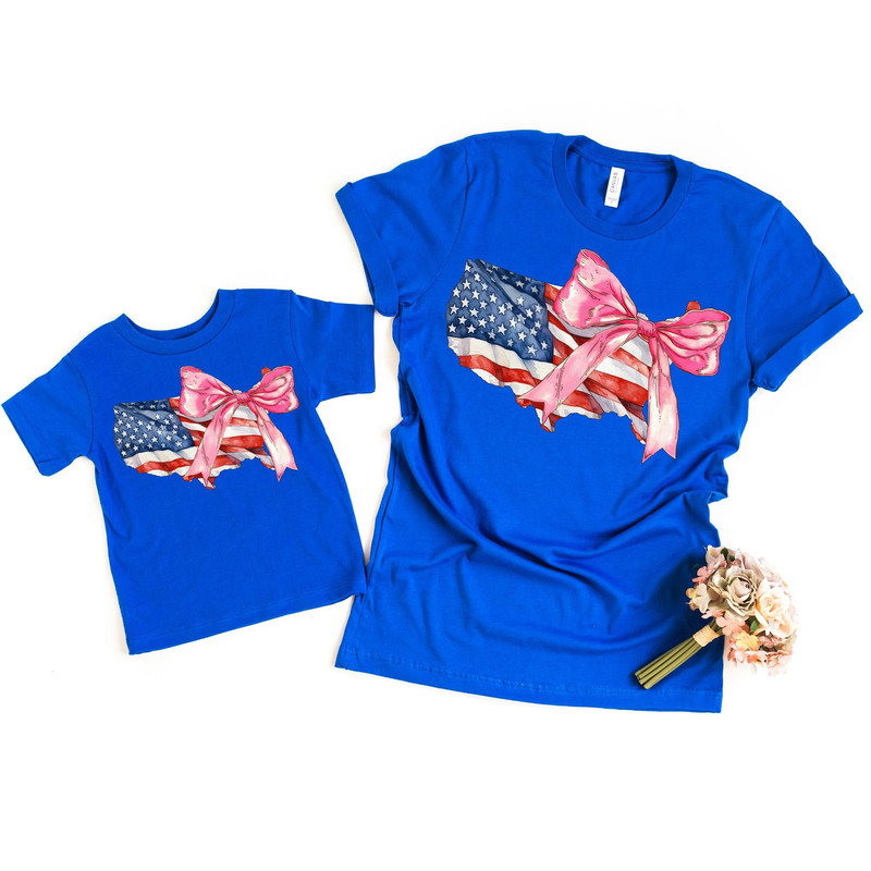 USA Bow Mommy and Me Shirts, Mom Daughter 4th of July Tees, Mommy and me 4th of July, Matching Mom and Baby, Gift for Her.jpg