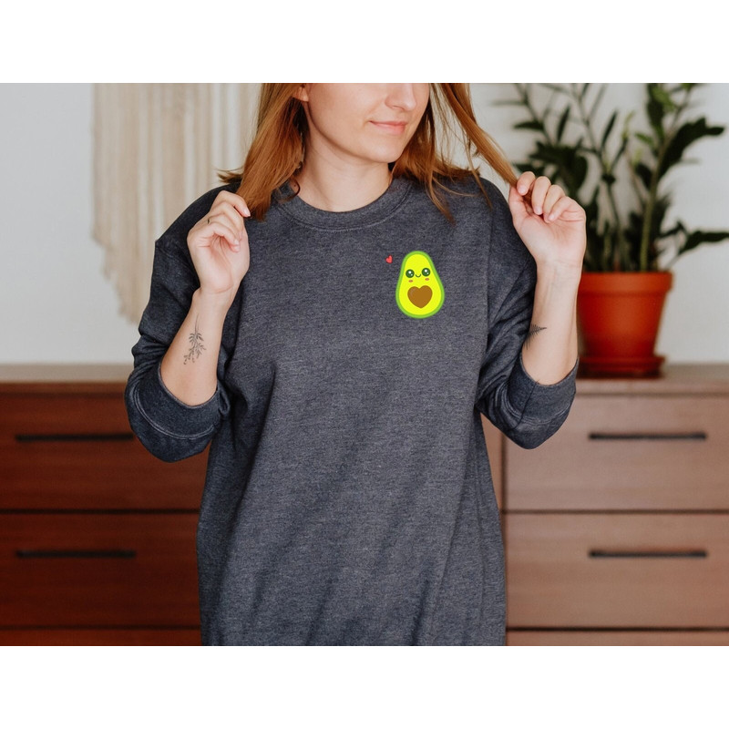 Avocado Pocket Sweatshirt, Cute Girlfriend Team Sweatshirt, Valentines Day Sweatshirt, Boyfriend Birthday Gift, Minimalist Avocado Hoodie.jpg