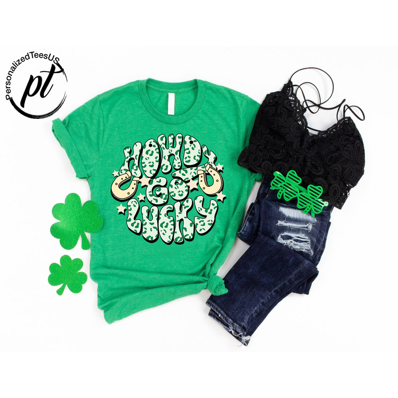 Cowboy St Patricks Day Shirt, Leopard Howdy Go Lucky Tshirt, Western St Patricks Gift Shirt, Retro St. Patty's Day Tee, Western Lucky Shirt.jpg