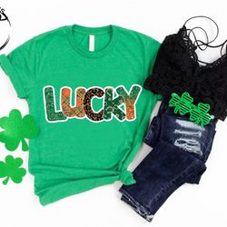 lucky shirt, saint patricks day tshirt, 4 leaf clover shirt, lucky dude gift, shamrock shirt, irish women tee, st pattys