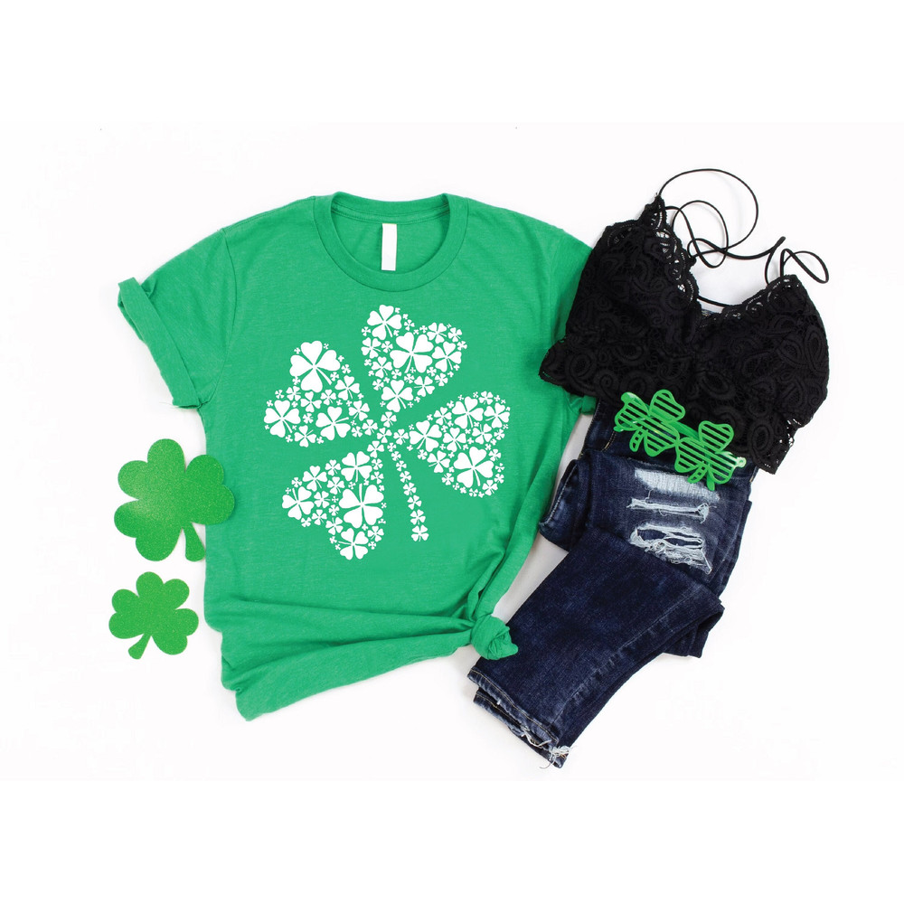 Saint Patricks Day Clover Shirt, Four Leaf Clover Shirt, St. Patrick's Day Shirt, Gift For Irish Women, Shamrock Shirt, St Paddys Day Gift.jpg