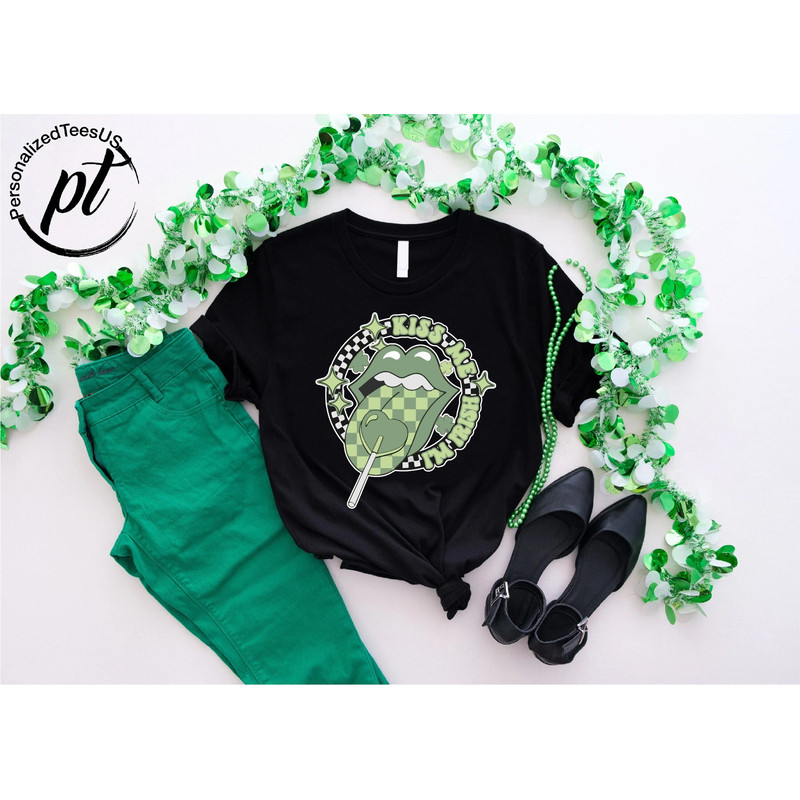 Shamrock Lips Tshirt, St Pattys Day Shirt, Kiss Me I'm Irish Tshirt, Funny Drinking Shirt, Irish Shamrock Tshirt, St. Patrick's Day Gift.jpg