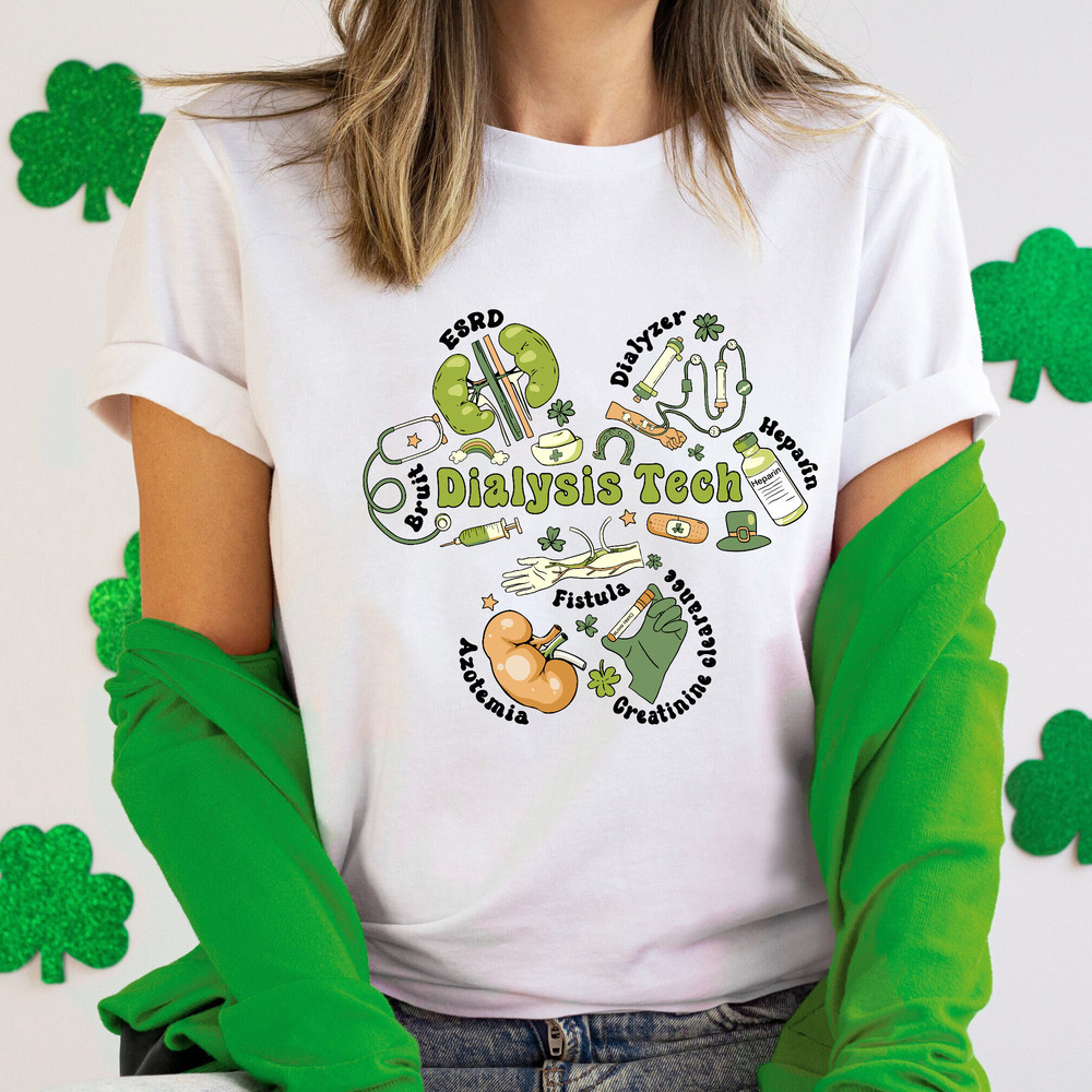 Nurse Shirts, St. Patrick's Day Nurse Shirts, Dialysis Technician Nurse Shirts Shamrock T-Shirt Kidney Nurse, Kidney Cancer Awareness Month.jpg