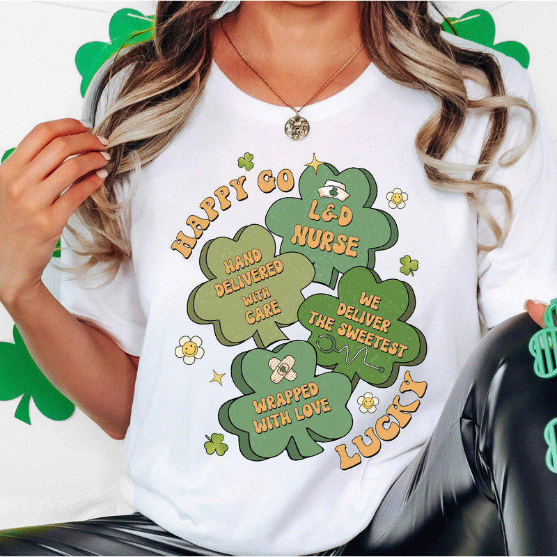 Nurse Shirts, Labor and Delivery Nurse St. Patrick's Day Shirt, St Paddy day Gift, L D Nurse Gift, Delivering The Cutest Little Lucky Charms.jpg