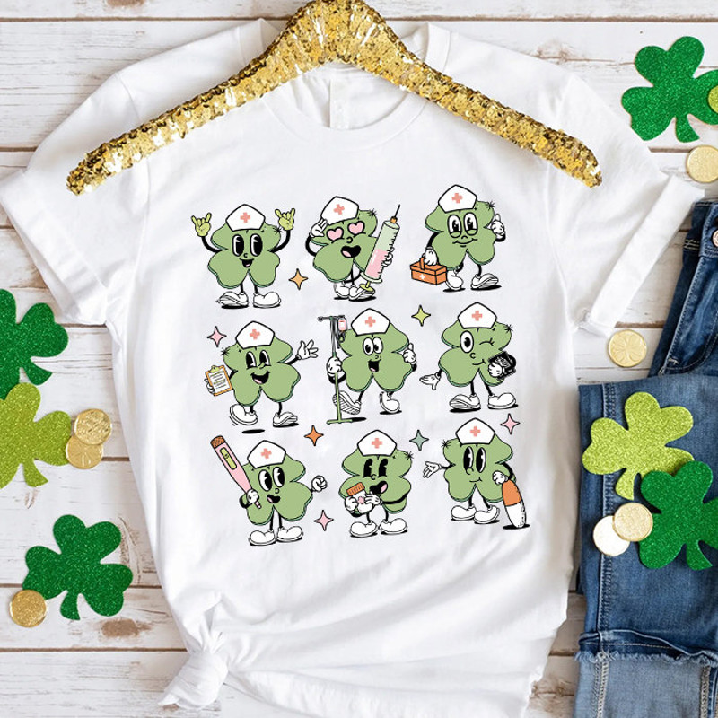 Patrick's Day Nurse Shirts, Nurse Lucky Shamrock, Patrick's Day gift for Nurse, Icu Nurse Shirt, Picu Nicu Er nurse, Clover Lucky Nurse.jpg