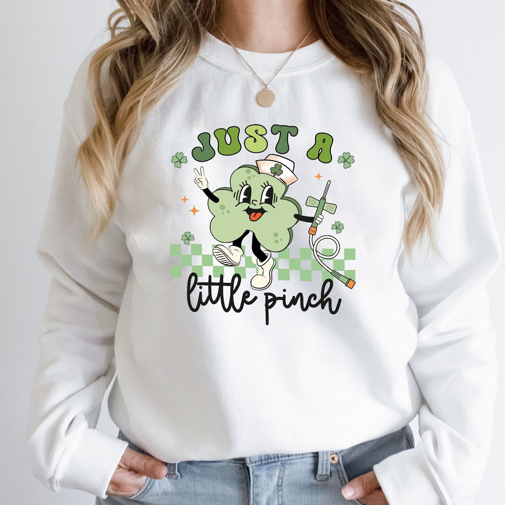 St. Patrick's Day Phlebotomist Nurse Shirts, Butterflies Needle, Nurse St. Patrick's Shirts Shamrock Shirt Just a Little Pinch RN Phleb Tech.jpg