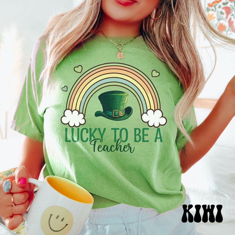 Comfort Colors Teacher St. Patrick's Day Shirt, Lucky to Be a Teacher Tee, St. Paddys Day Teaching Crewneck, Saint Patricks Day Teaching Top.jpg