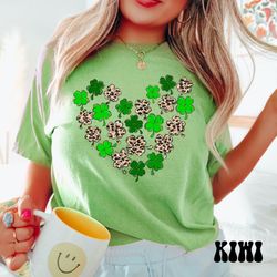 leopard shamrock heart shirt, comfort colors st patricks day shirt, leopard st patricks day shirt, lucky shirt, patricks