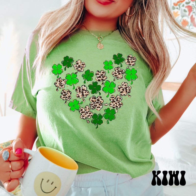 Leopard Shamrock Heart Shirt, Comfort Colors St Patricks Day Shirt, Leopard St Patricks Day Shirt, Lucky Shirt, Patricks Day Tee.jpg