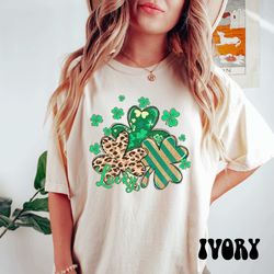 leopard shamrock shirt, comfort colors st patricks day shirt, shamrock shirt, leopard st patricks day shirt, lucky shirt