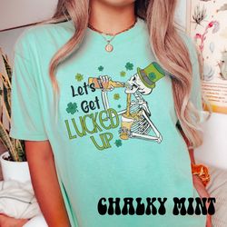 lucked up skeleton st patricks day shirt, comfort colors beer lover vintage st pattys gift, sarcastic shirt, retro st pa