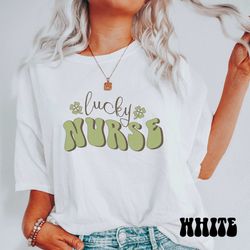 lucky nurse shirt, comfort colors clover shamrock smile st patricks day shirt, cute st patricks day tee, rn st pattys da