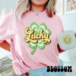 lucky shamrock shirt, comfort colors clover shamrock smile st patricks day shirt, cute st patricks day tee, st pattys da