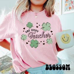 one lucky teacher shirt, comfort colors st patricks day teacher shirt, st paddys day teaching tee, saint patrick teacher